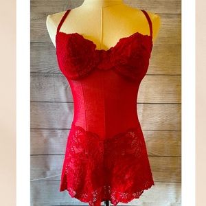 Victoria’s Secret Red Lace And Mesh Teddy